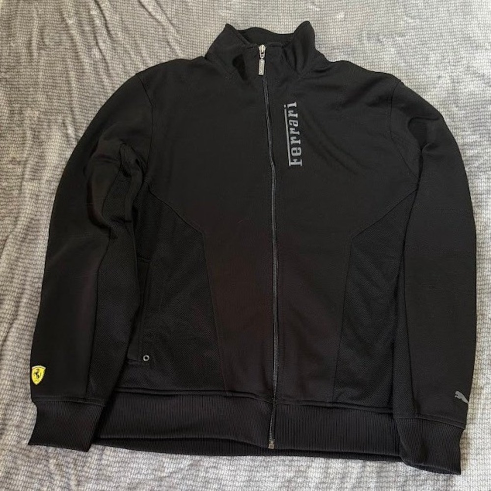 Puma Scuderia Ferrari Mens XL Track Jacket Black Full Zip Sport Lifestyle Logo